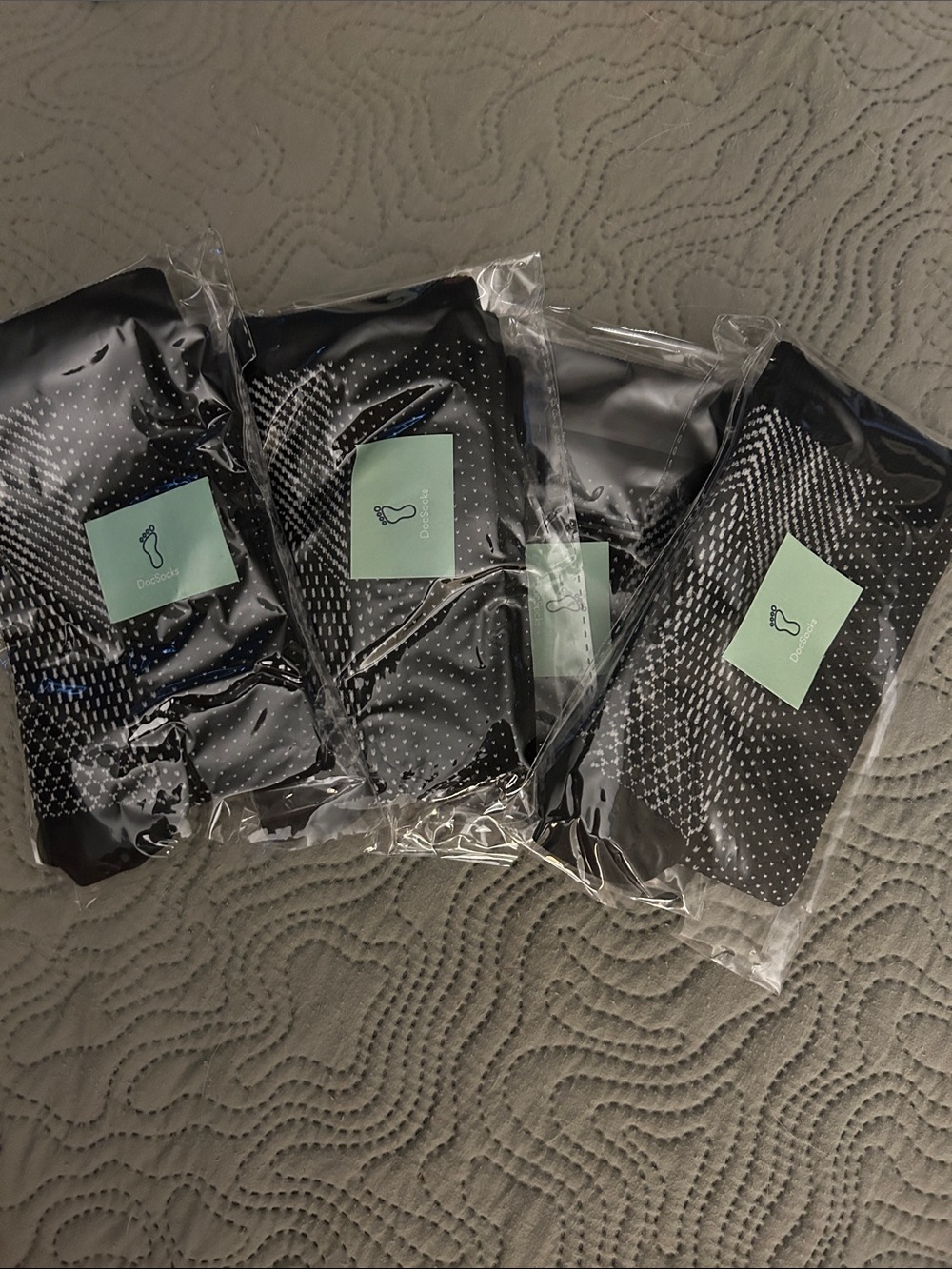 Black open toe compression crew sock.